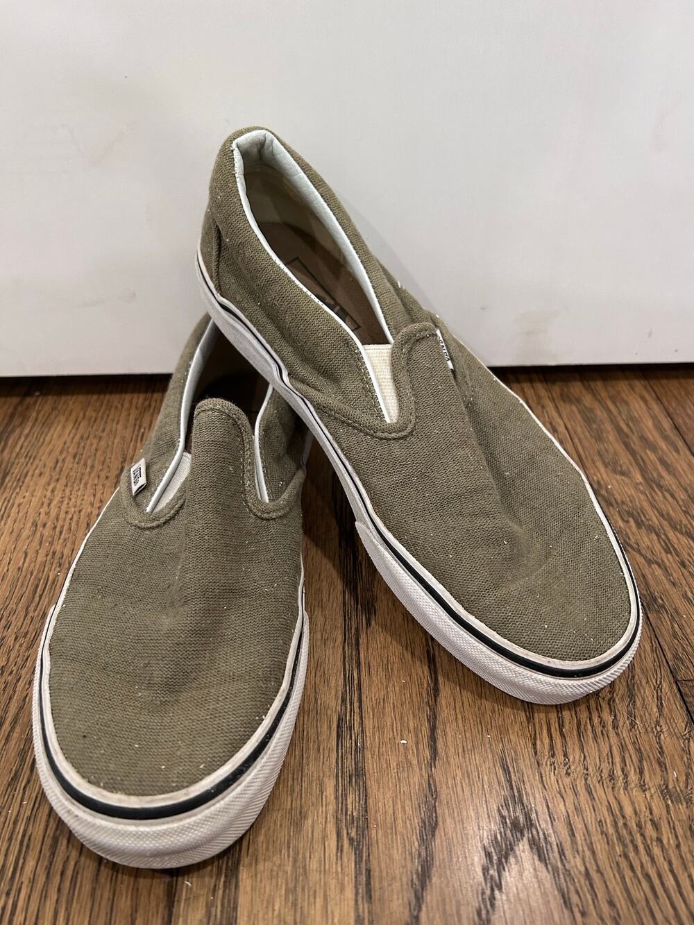 Vans Olive Green Slip On Sneakers Women's US 7 Skate Normcore Y2K Streetwear